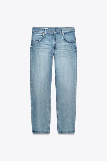 TRF STRAIGHT BELT LOOP MID-WAIST JEANS - Blue by Zara