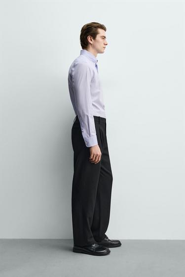 REGULAR FIT CHECK SHIRT - Lilac / White by Zara - Image 3