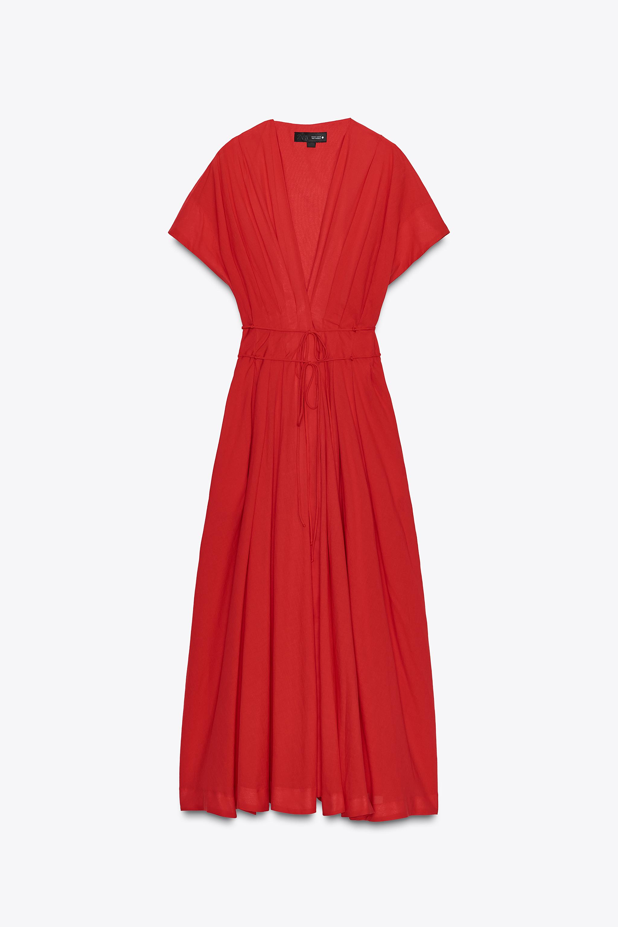 ZARAZWコレクションワンピース ZW COLLECTION ダーツ入りミディワンピース - レッド | ZARA