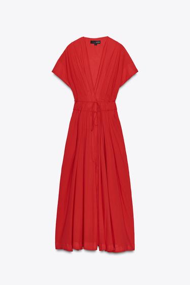 ZW COLLECTION MIDI DARTED DRESS - Red by Zara - Image 5