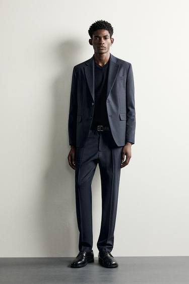 CALÇA DE TRAJE XADREZ - Azul da Zara - Imagem 0