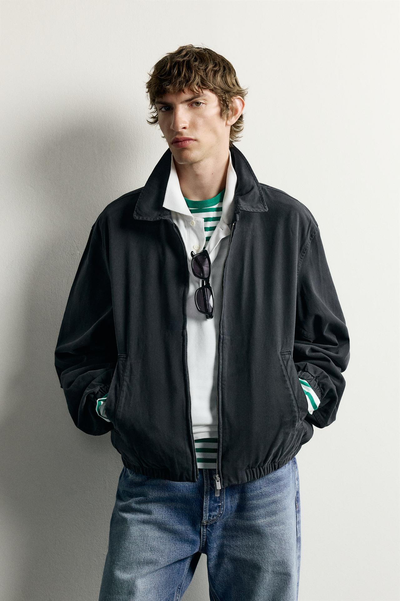 0FR. PARIS X ZARA WASHED COTTON JACKET — Dark gray
