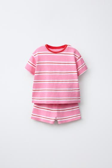 STRIPED T-SHIRT AND BERMUDA SHORTS SET - Pink / White by Zara - Image 0