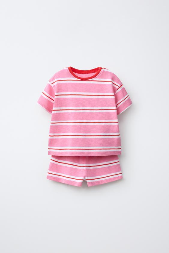 STRIPED T-SHIRT AND BERMUDA SHORTS SET - Pink / White de Zara - Imagen 0