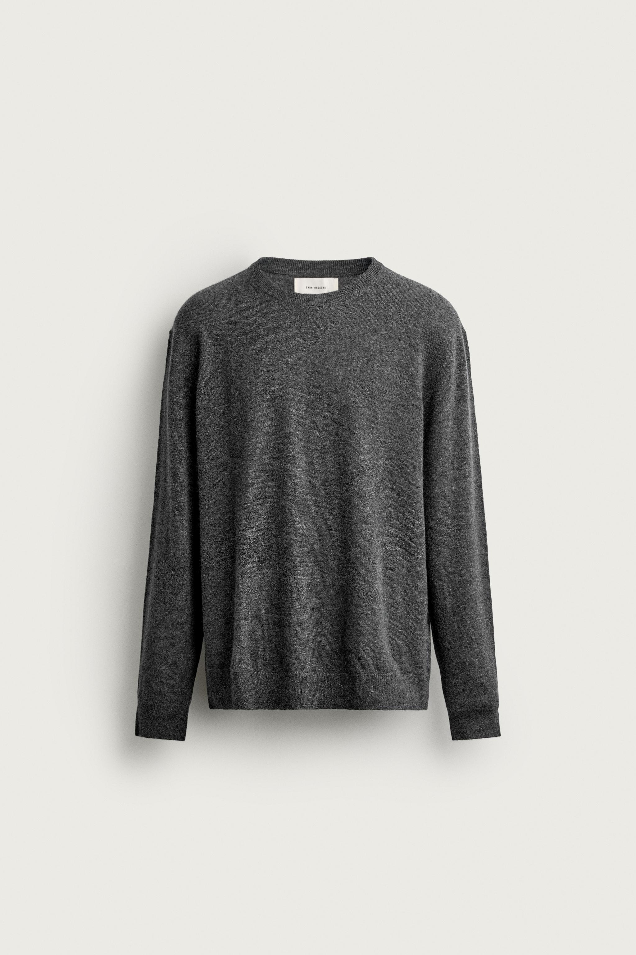 100% CASHMERE REGULAR FIT SWEATER — Gray marl
