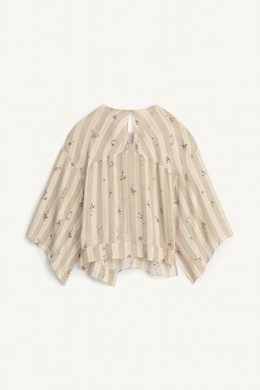 LIMITED EDITION STRIPED FLORAL BLOUSE - Printed by Zara - Image 4