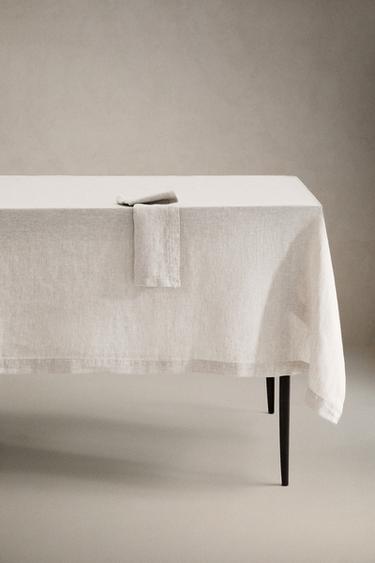 LEINENTISCHDECKE IM WASHED-LOOK - Hellbeige von Zara - Bild 0