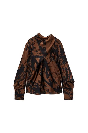 PRINTED BLOUSE WITH BOW