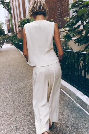 LINEN BLEND CULOTTES WITH BELT - Ecru by Zara - Image 2