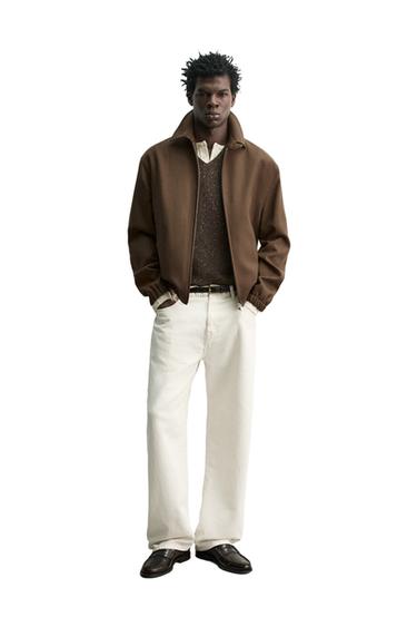 100% WOOL REGULAR FIT JACKET - Brown by Zara