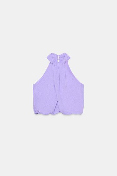POLKA DOT HALTER BUBBLE TOP - Lilac by Zara - Image 6