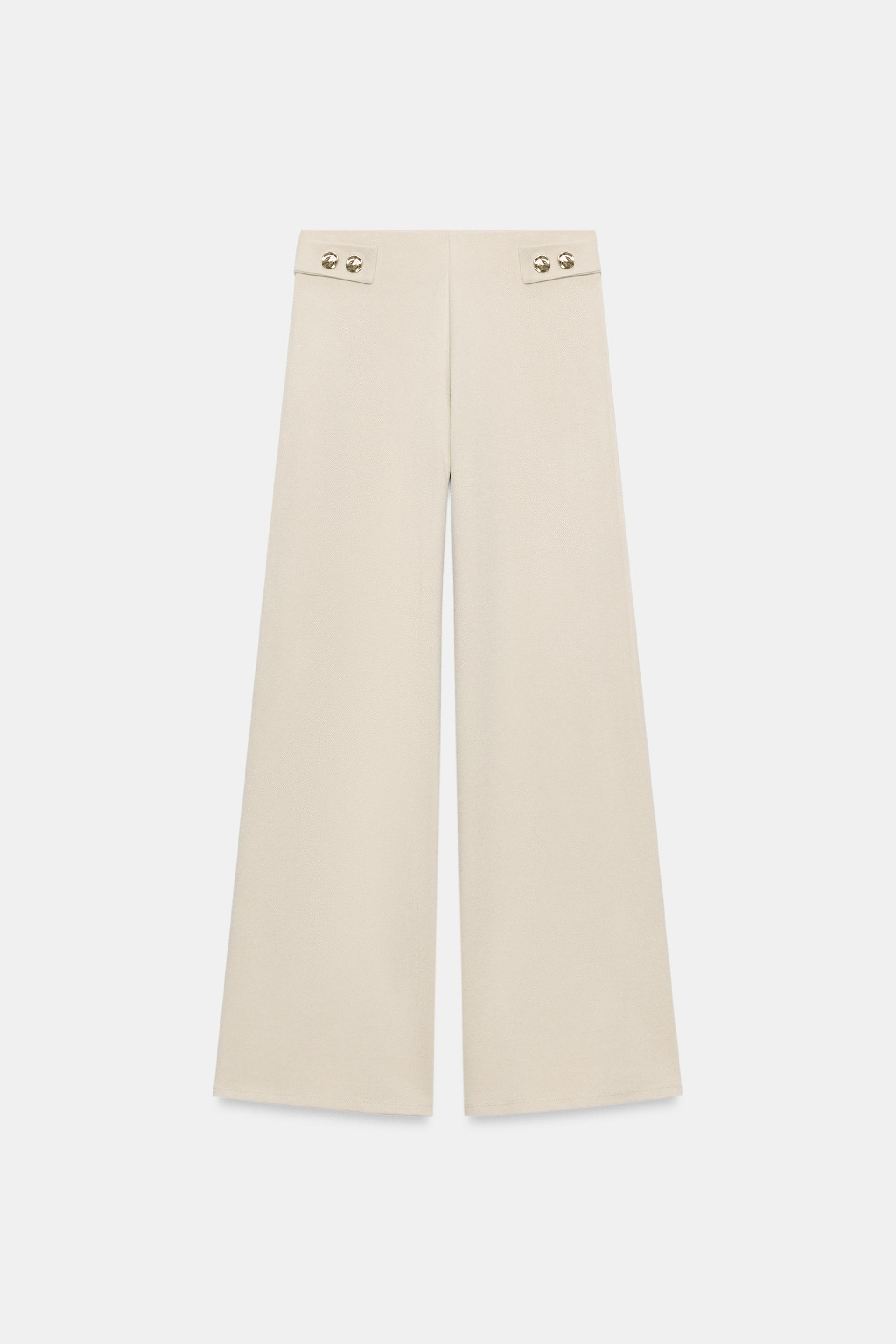 PIQUÉ STRAIGHT LEG PANTS WITH BUTTONS
