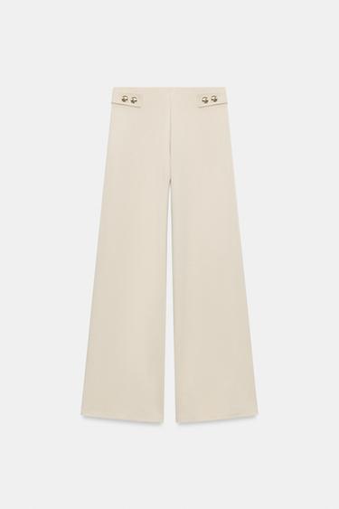 PANTALÓN RECTO PIQUÉ BOTÓNS - Cru de Zara