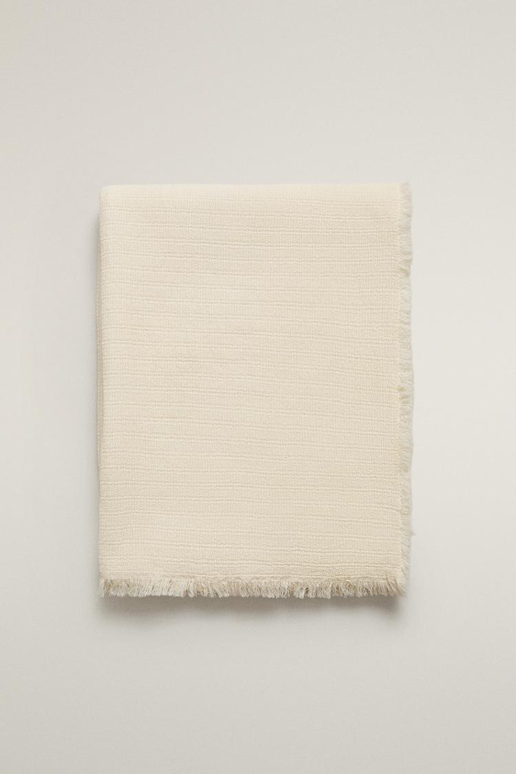 WOOL AND COTTON BLANKET — Oyster-white