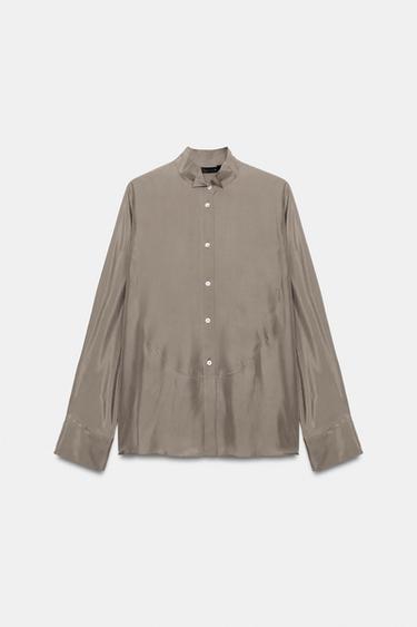 CHEMISE FLUIDE 100% SOIE ZW COLLECTION - Marron de Zara - Image 5