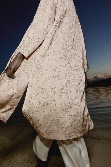 KIMONO PAILLETTES - Gris taupe de Zara - Image 4