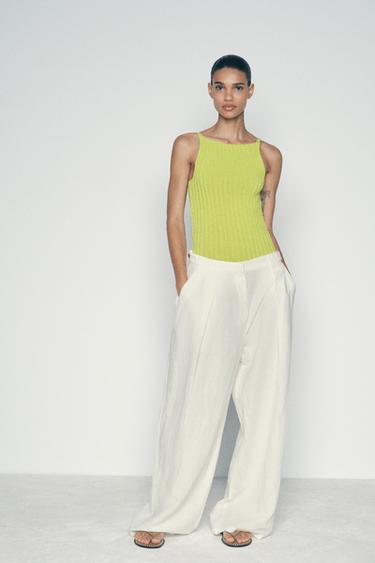 HAUT BASIQUE EN MAILLE CÔTELÉE - Citron vert de Zara - Image 0