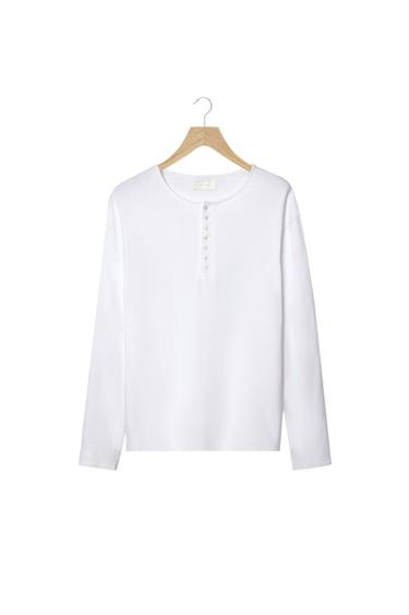 CAMISETA CUELLO PANADERO - Blanco roto de Zara
