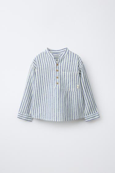 STRIPED LINEN AND COTTON SHIRT - Stripes by Zara - Image 0