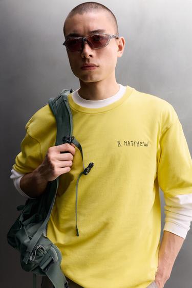 Zara RELAXED FIT PRINTED T-SHIRT - Yellow