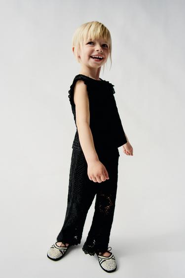 PANTALÓN PUNTO CROCHET PUNTILLA - Negro de Zara