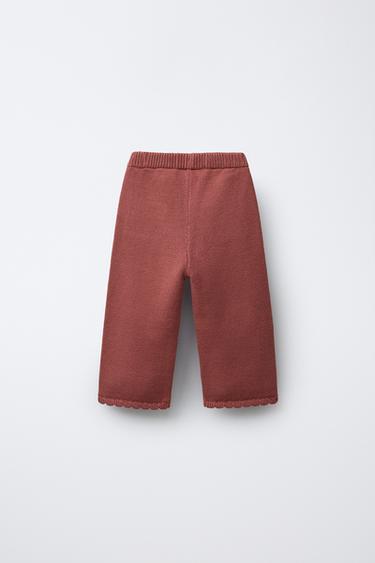 EMBROIDERED FLORAL KNIT TROUSERS - Clay by Zara - Image 1