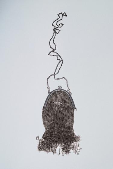BOLSO MINI SACA MALLA METÁLICA - Plata de Zara