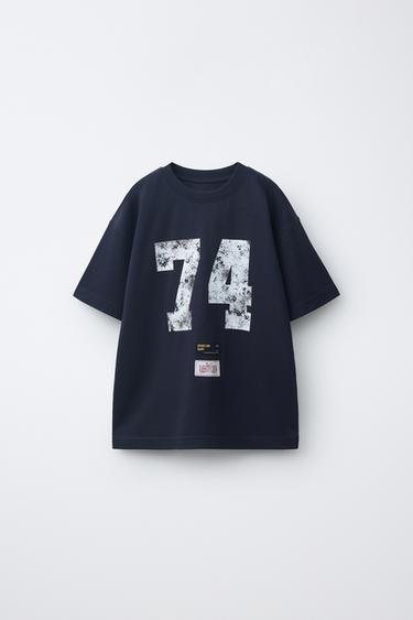 Zara NUMBERED JOGGING T-SHIRT - Navy blue