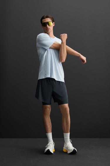Zara PERFORATED PRINT TRAINING T-SHIRT - Light sky blue - Image 0