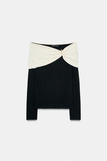 SOFT TOP WITH BUCKLE - Black / Ecru by Zara - Image 4