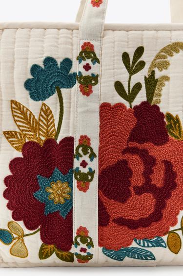 SAC MATELASSÉ BRODERIES FLEURS - Écru de Zara - Image 3