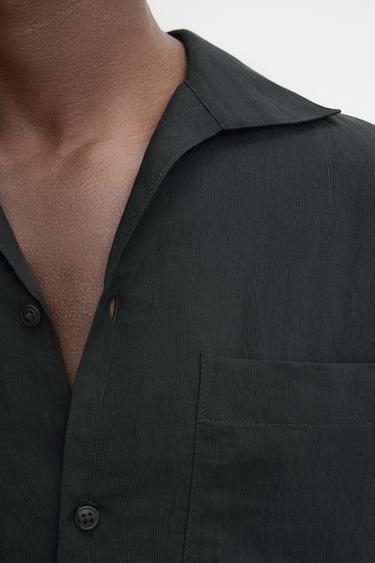 CHEMISE JACQUARD RAYURES - Noir de Zara - Image 5