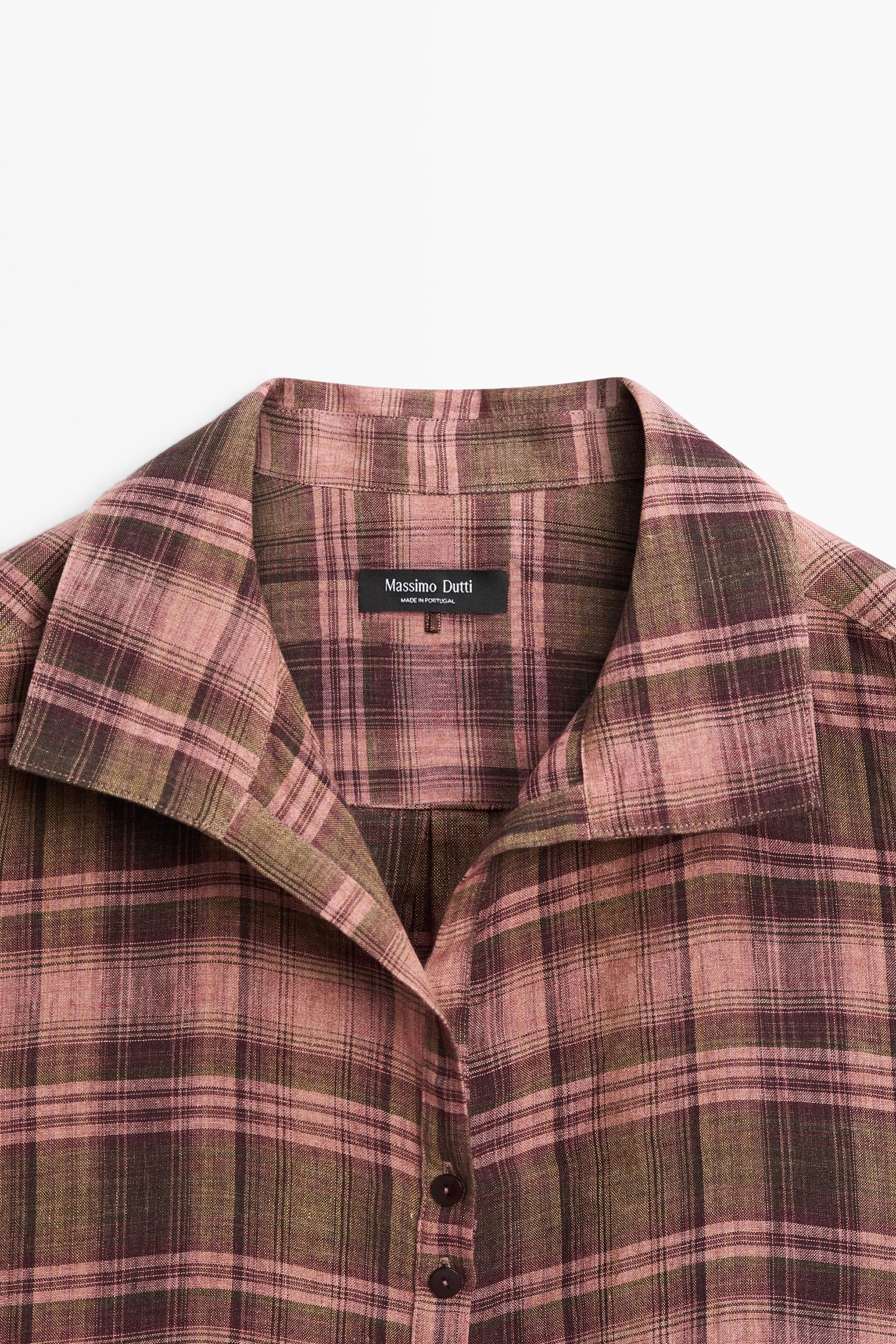 Flowing 100% linen check shirt