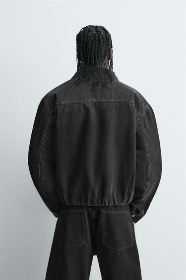 VESTE EN DENIM COUPE CARRÉE MATELASSÉE - Noir de Zara - Image 2