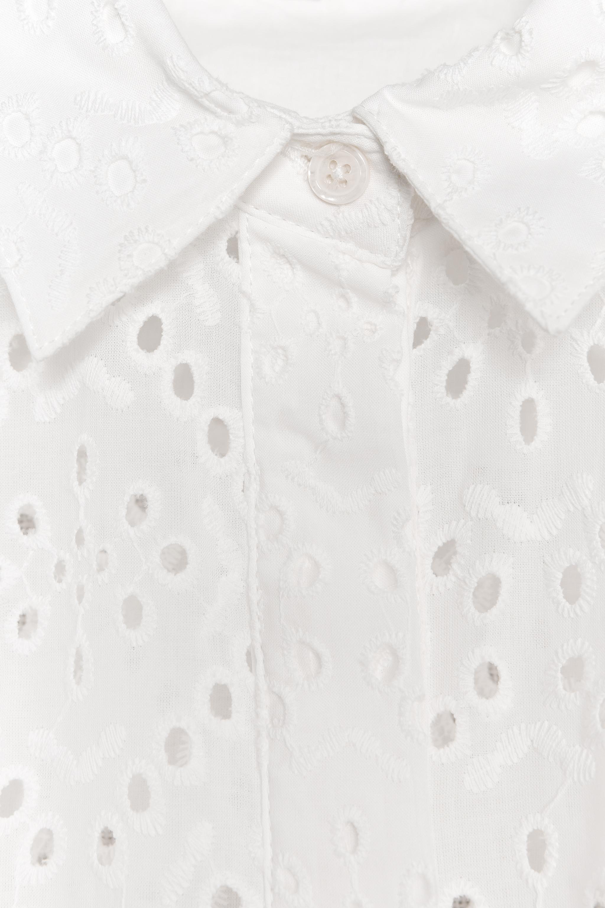 ZW COLLECTION EYELET EMBROIDERED SHIRT - White | ZARA United