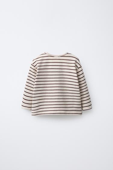 STRIPED BEAR T-SHIRT - Ecru / Brown by Zara - Image 1