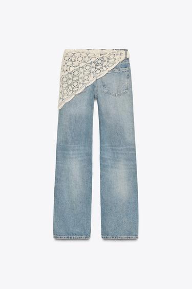 JEAN TRF LARGE TAILLE MOYENNE AVEC FOULARD - Bleu de Zara - Image 8