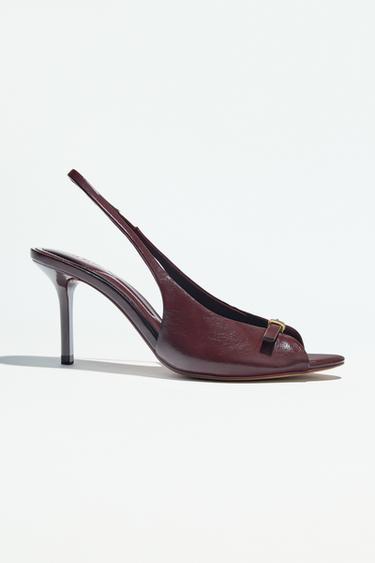 BUCKLED SLINGBACK SANDALS - Burgundy Red by Zara