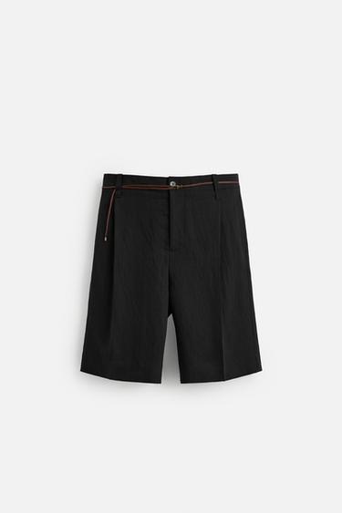 JACQUARD-BERMUDASHORTS MIT STREIFEN - Schwarz von Zara