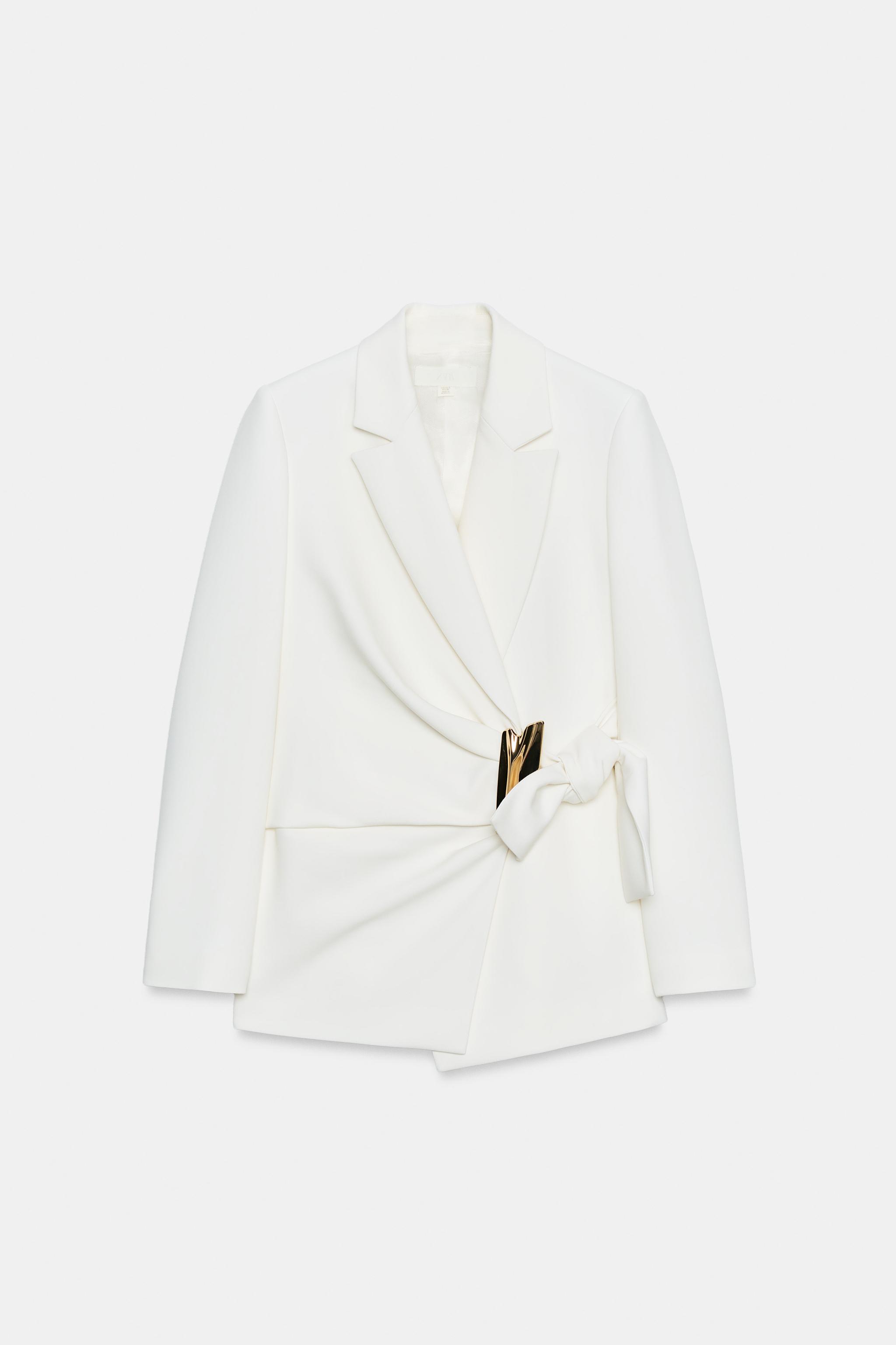 DOUBLE BREASTED BLAZER WITH BUCKLE - Oyster-white | ZARA United States
