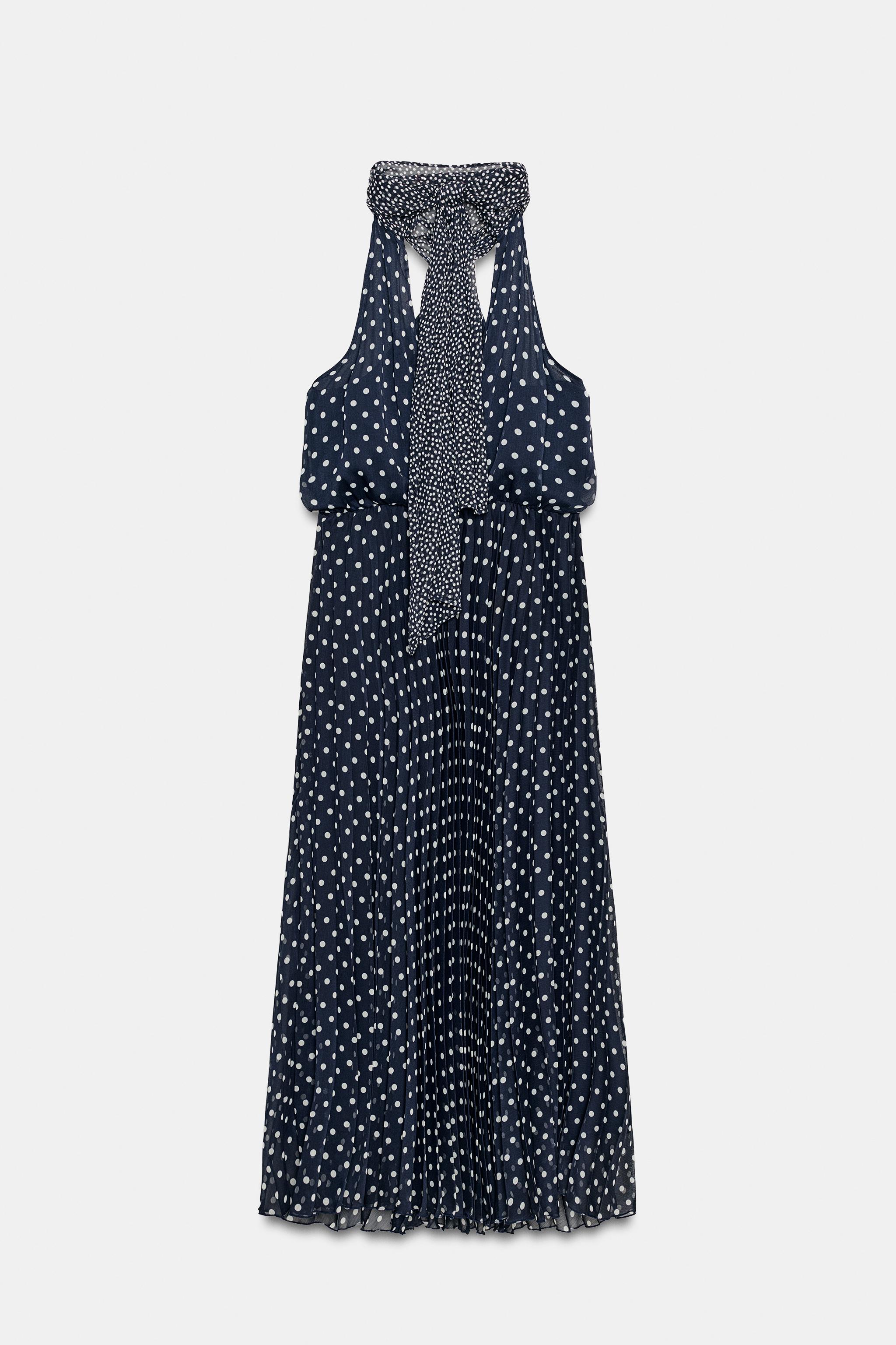 POLKA DOT HALTER MIDI DRESS