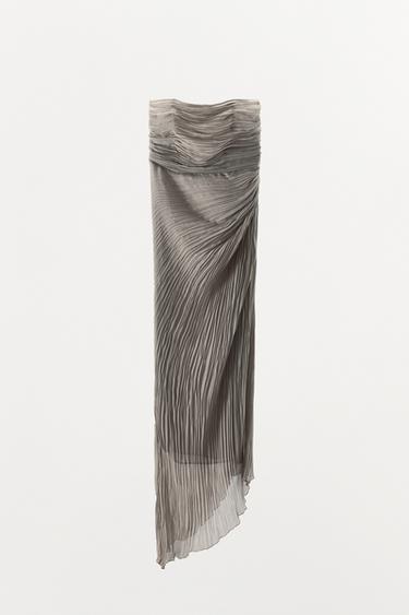 ROBE BUSTIER PLISSÉE - Gris taupe de Zara - Image 5