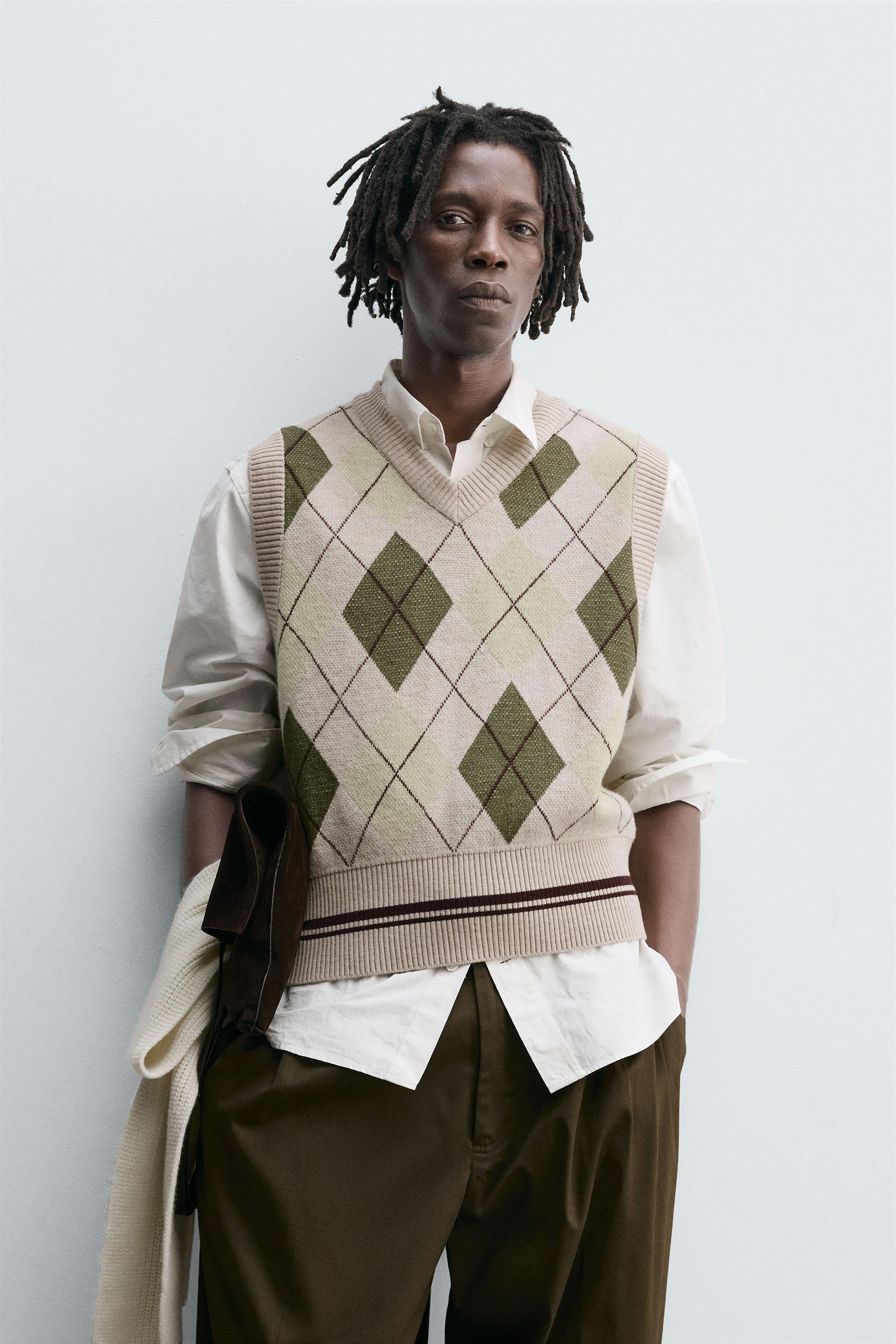 Sueter Tejido Chaleco Rombos Hombre CHALECO PUNTO ROMBOS Beige