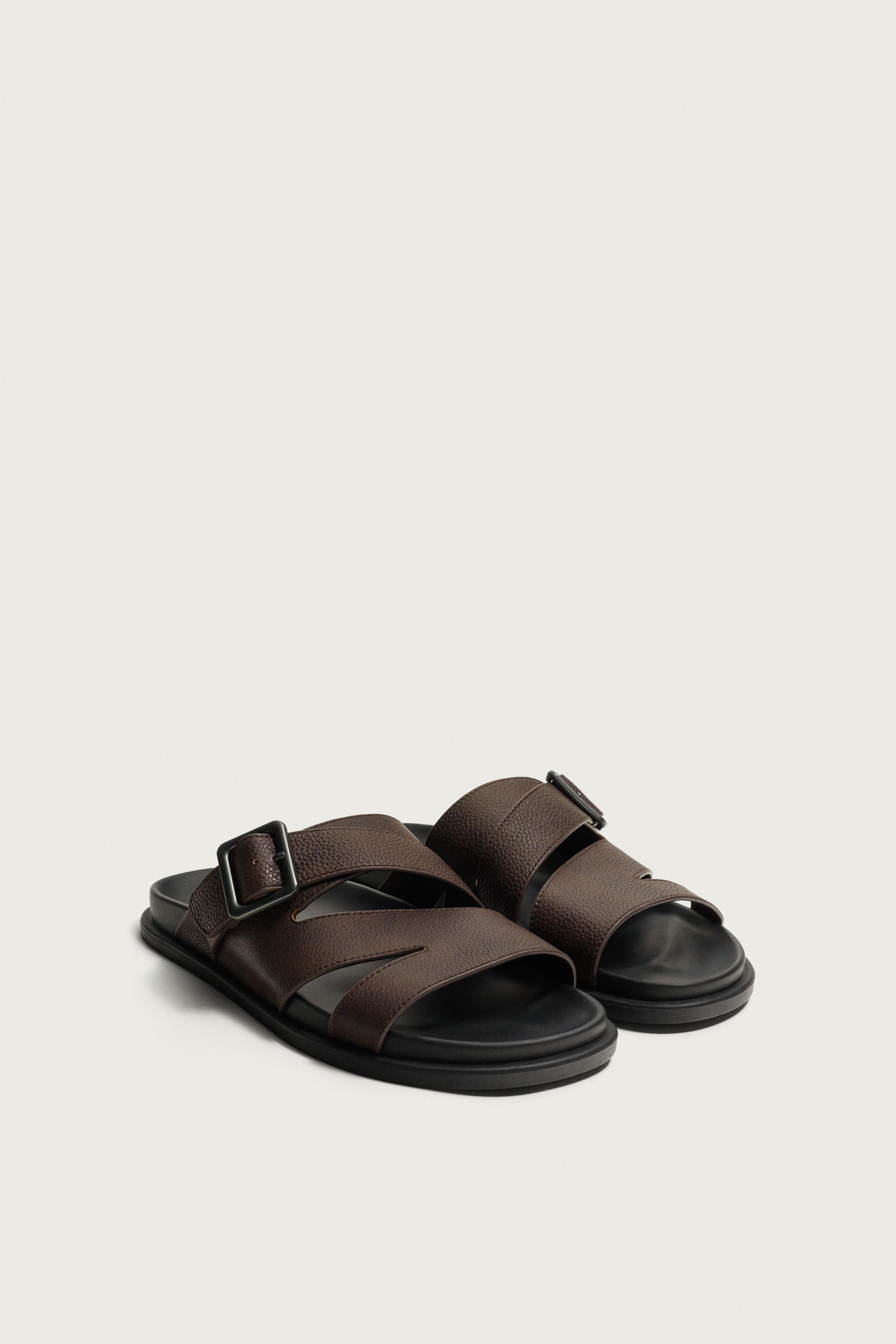Leather Multi-Strap Sandals — Burgundy Red