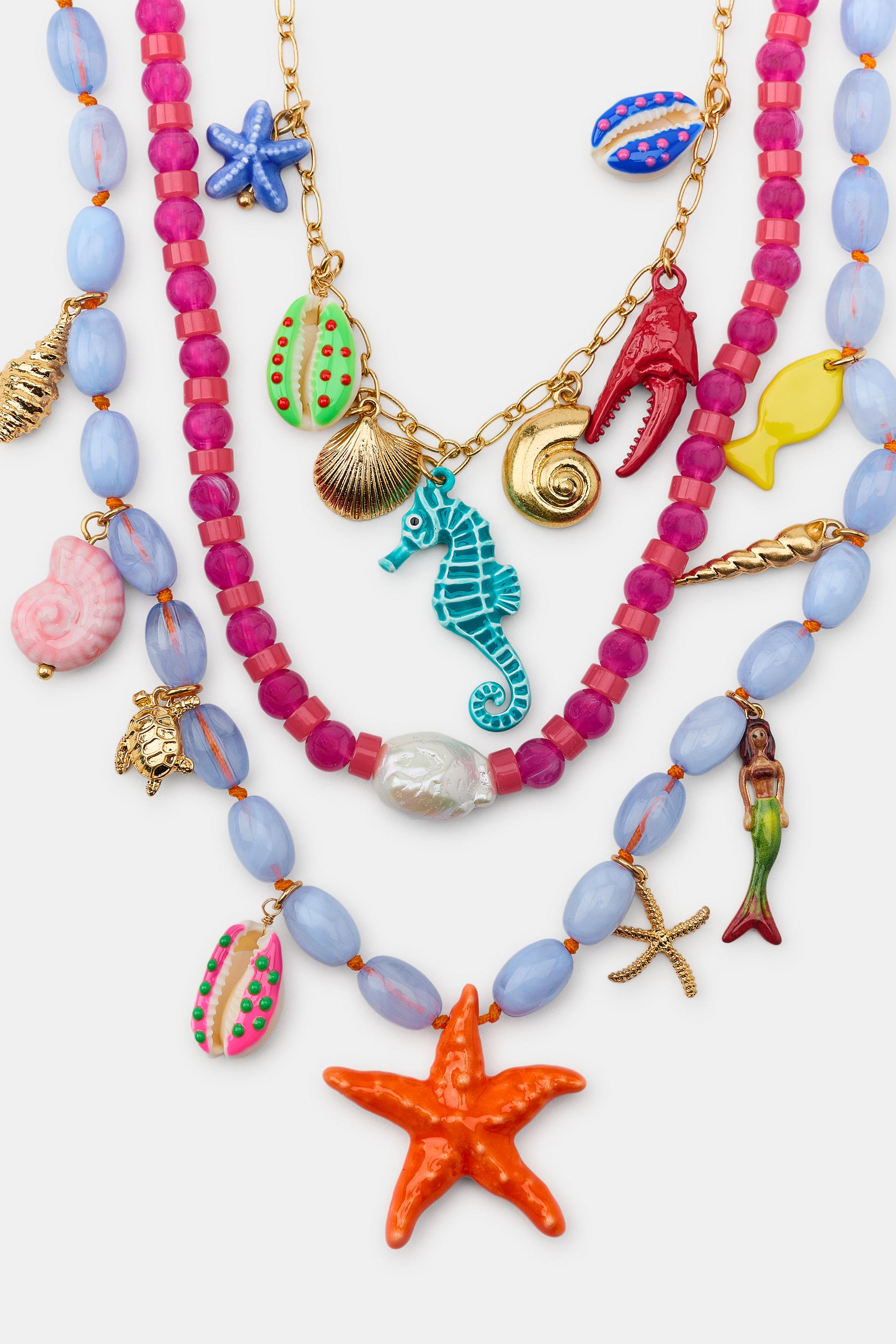 LOT DE 3 COLLIERS CHARMS MARINS