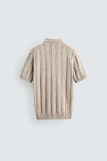 POLO EN MAILLE REGULAR FIT STRUCTURÉ - Écru / Beige de Zara - Image 7