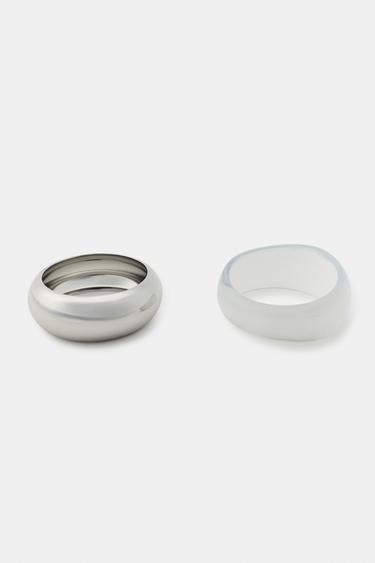 PACK OF 2 CONTRAST RIGID BRACELETS - Silver by Zara - Image 2