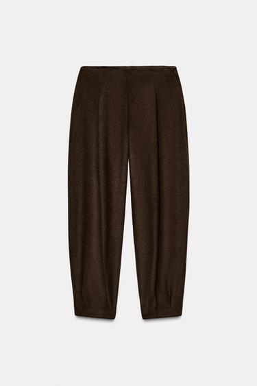 BARREL TROUSERS WITH WOOL PLEAT - Dark brown by Zara - Image 4
