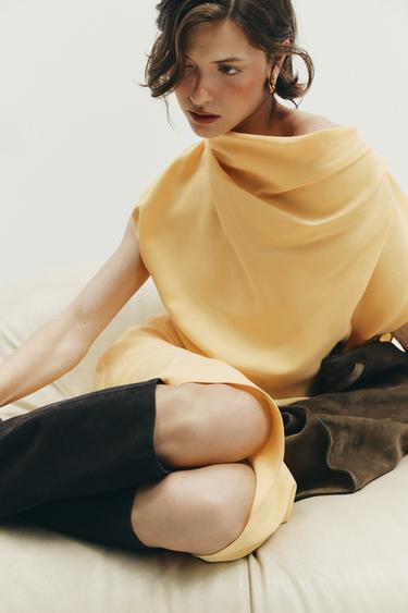 VESTIDO MIDI FLUIDO ZW COLLECTION - Amarillo de Zara