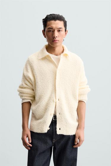 TEXTURED TERRY CARDIGAN - Ecru by Zara
